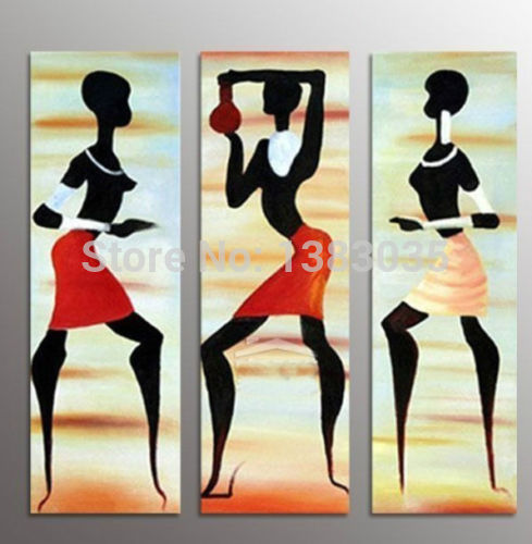 489x500 Hand Painted Abstract African Woman Paintings On Canvas 3 Piece