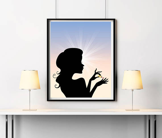 570x484 Nails Wall Art Beauty Salon Decor Woman Silhouette Home Decor