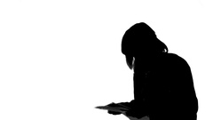 240x135 Silhouette Of Checking Woman With Sheets ~ Hi Res