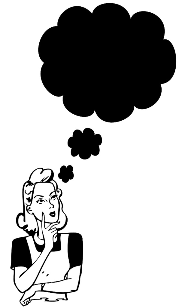 606x1024 Thinking Woman With Thought Bubble Narrow Get