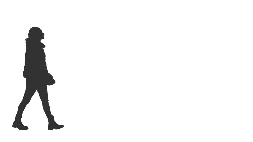 852x480 Silhouette Of A Young Attractive Woman Walking In The Street, Side