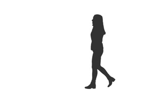320x180 Silhouette Of A Girl Walking Around And Looking Something. Full Hd