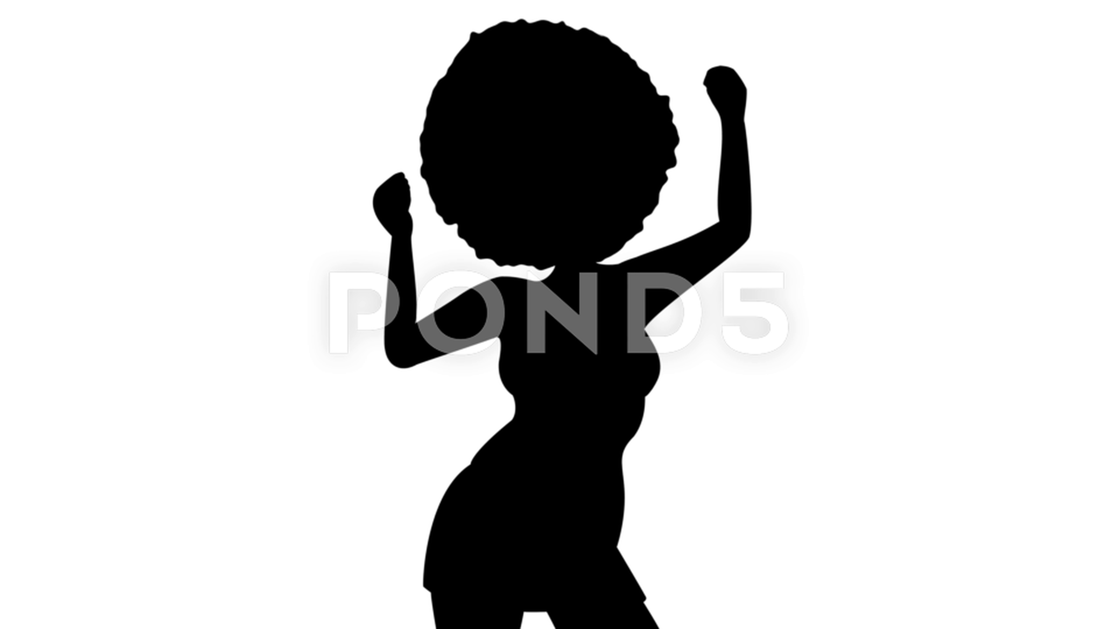 3840x2160 Video Dancing Silhouette Afro Woman. Black And White. Flat
