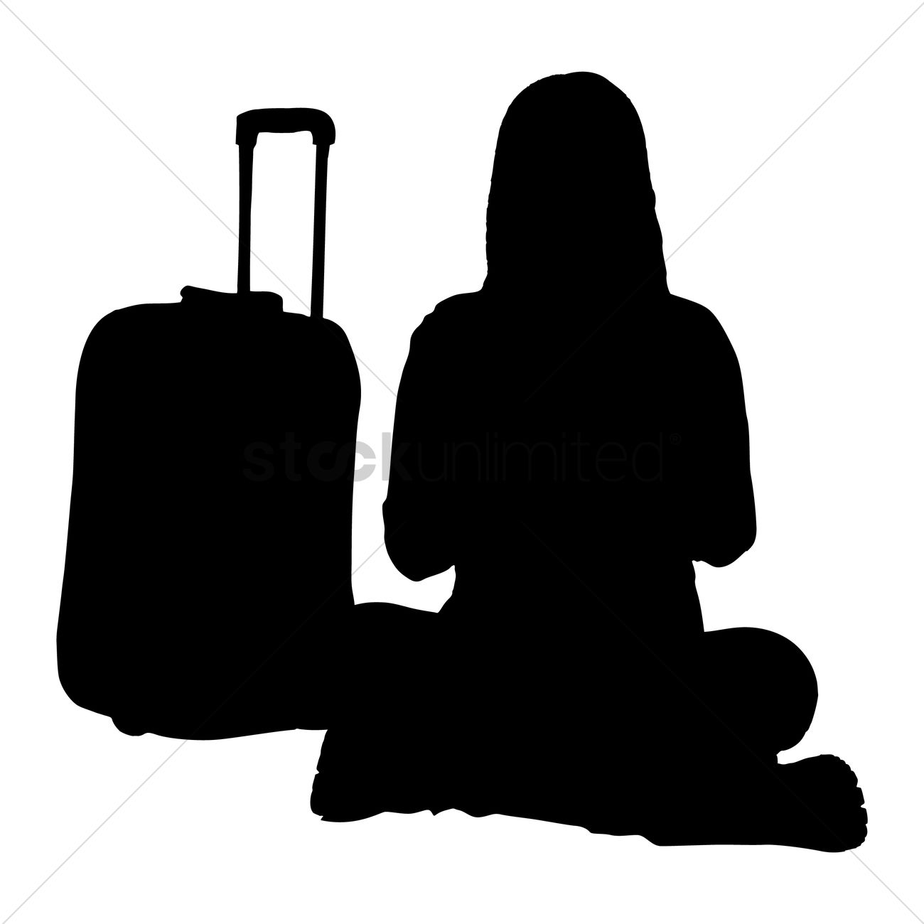 1300x1300 Free Silhouette Of A Woman With Suitcase Vector Image