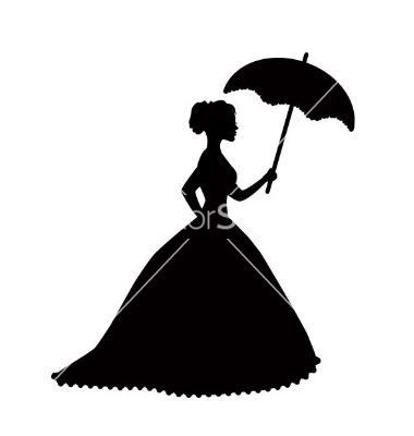 380x400 Retro silhouette of a woman with umbrella vector 1630002  +by+