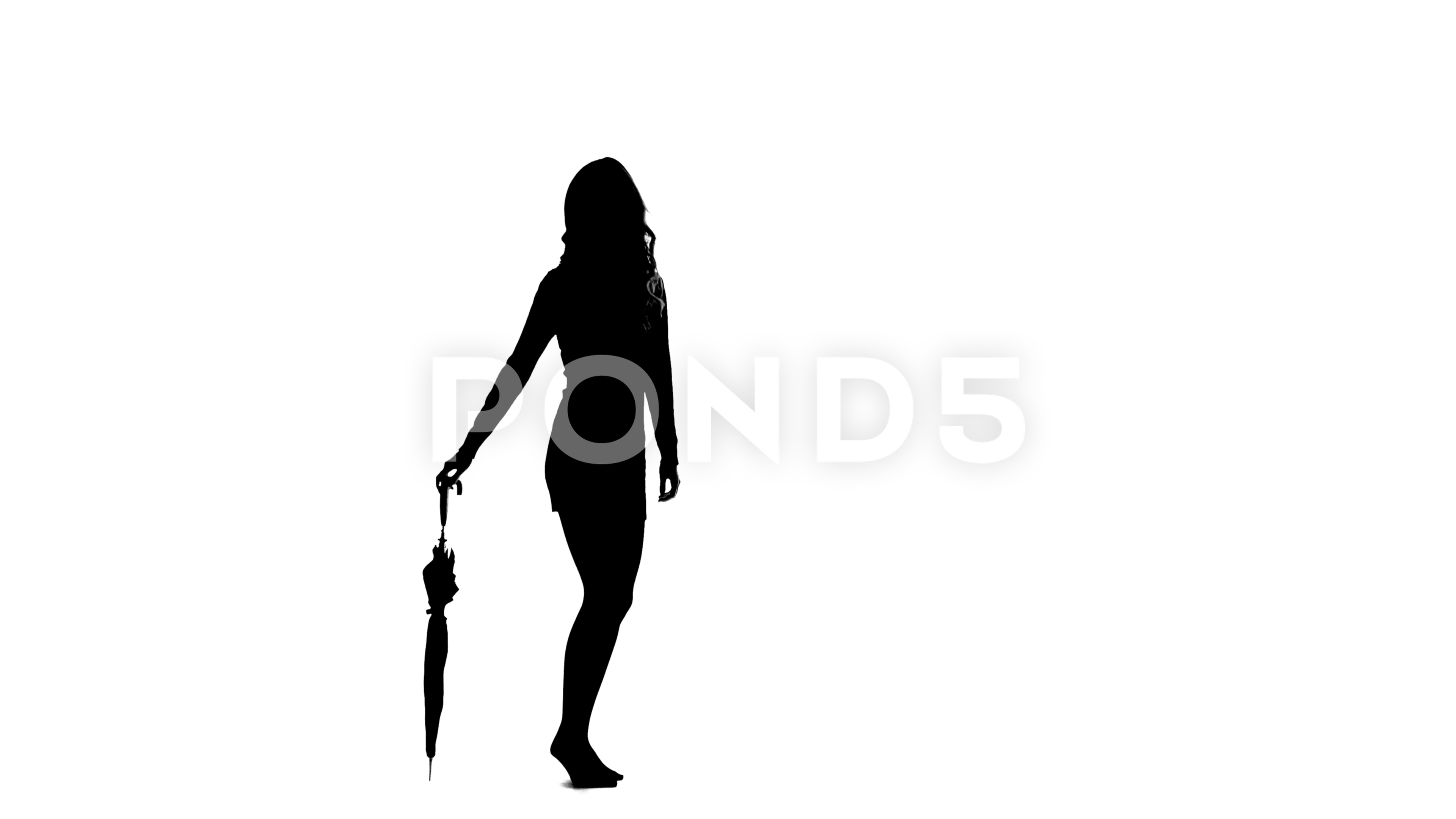 3840x2160 Video Girl Opened The Umbrella And Tried To Close It. White