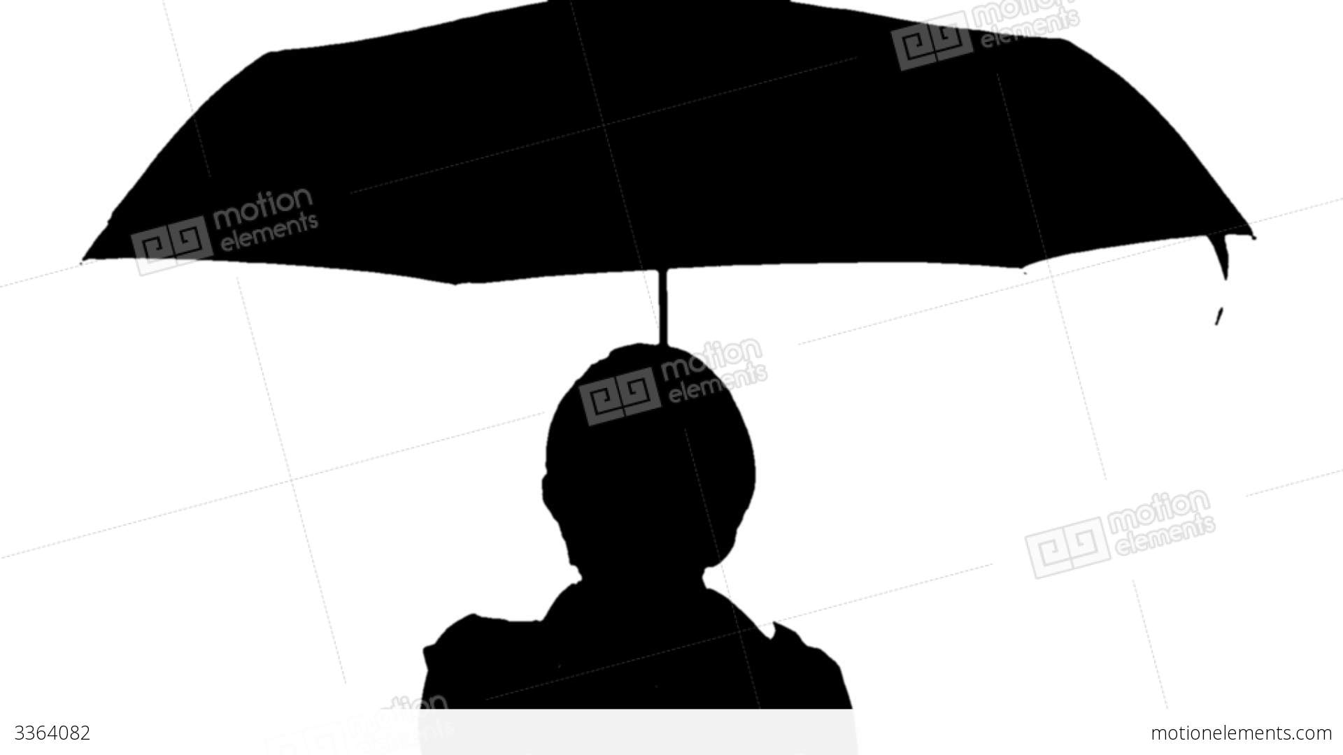 1920x1080 Black And White Image Of A Woman With Umbrella Stock Video Footage