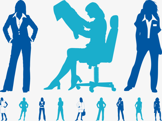 650x487 Blue Silhouette Vector Women In The Workplace, Vector Blue, Vector