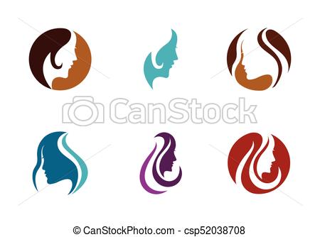 450x334 Beauty Women Face Silhouette Character Logo Template. Woman