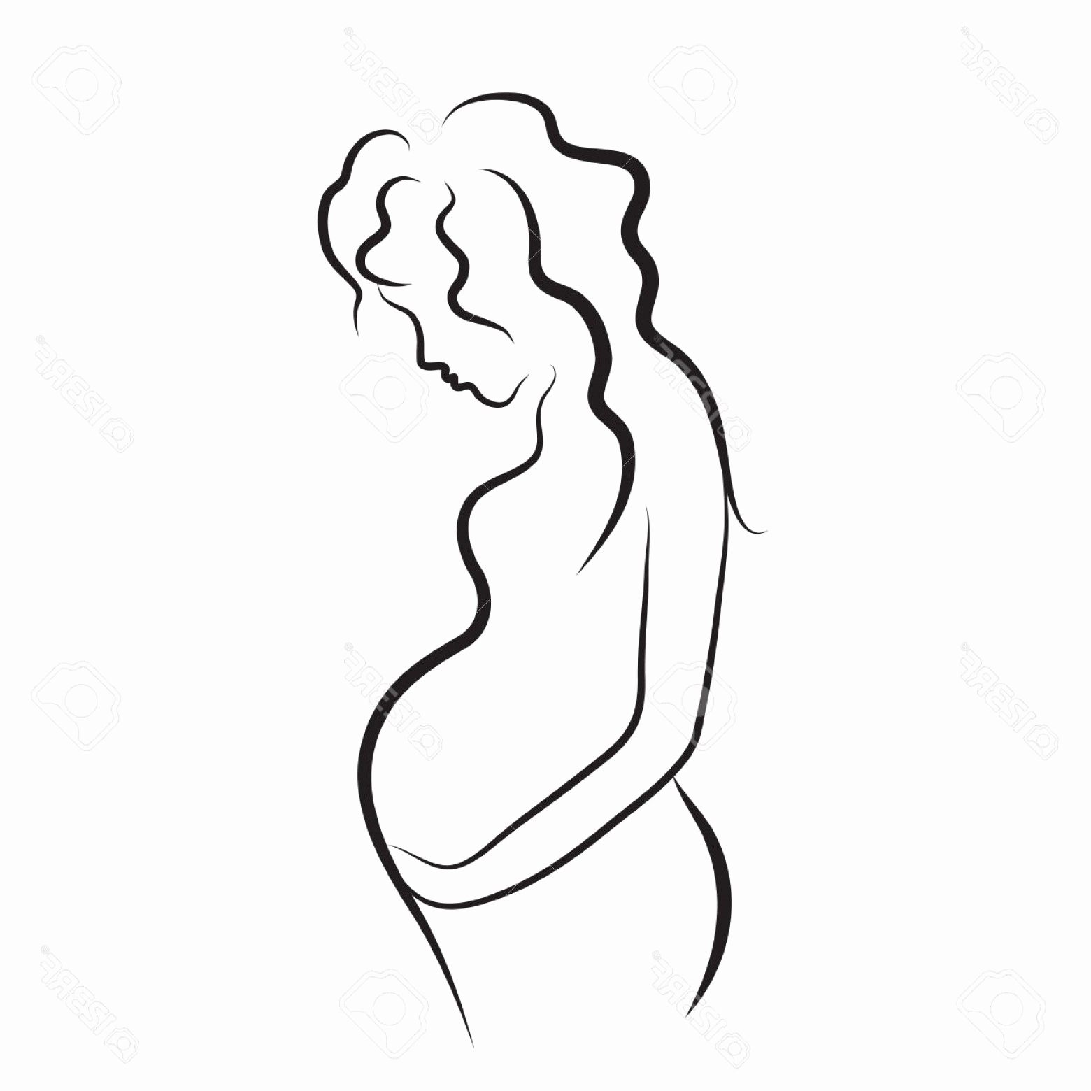 1560x1560 Woman Outline Lovely Pregnant Woman Silhouette Sketch Isolated
