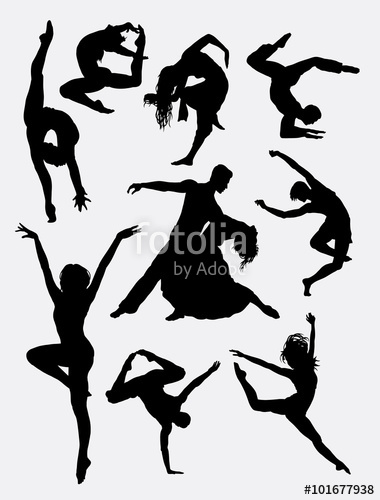 380x500 Contemporary Dance, Man And Women Action Silhouette. Good Use
