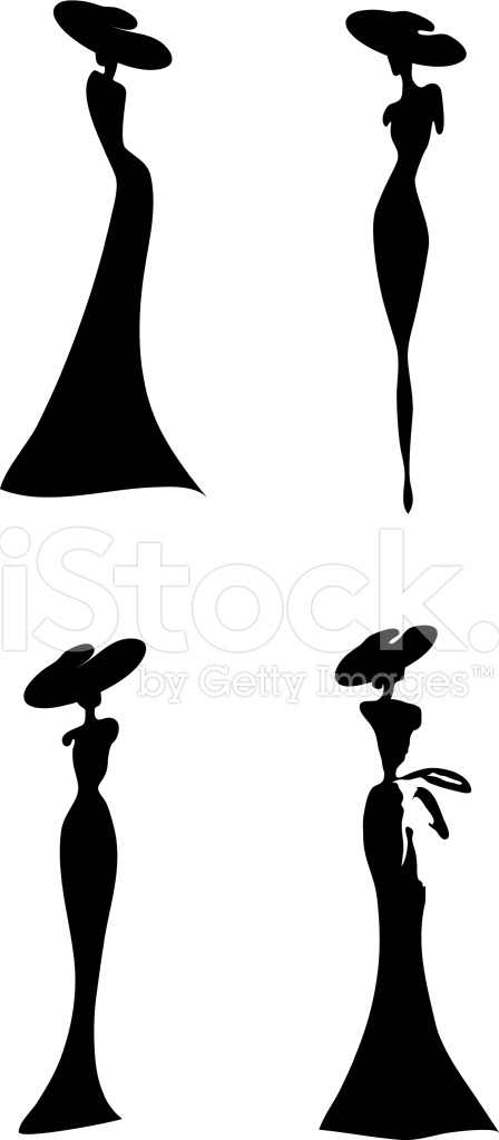 448x1024 Women Silhouette Stock Vector