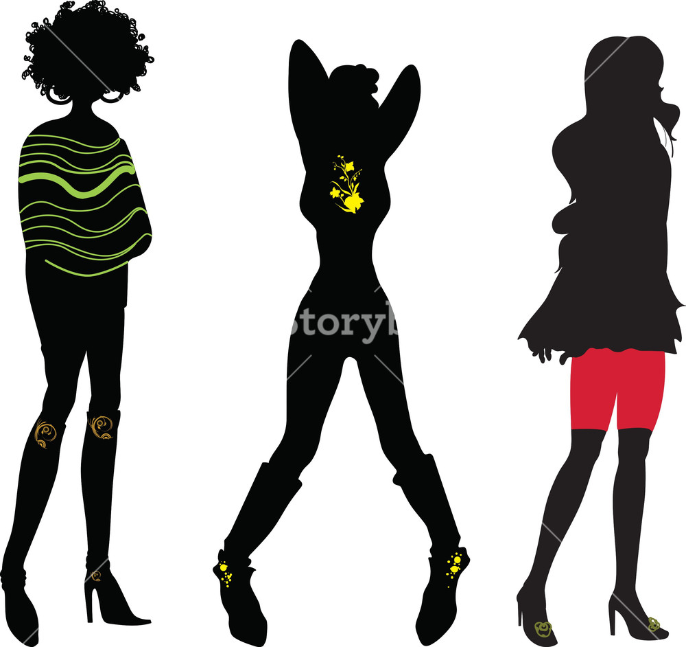 1000x942 Vector Fashion Women Silhouettes Royalty Free Stock Image