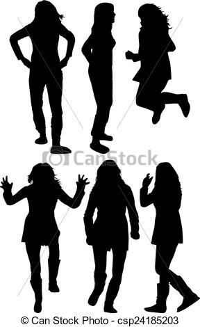 288x470 Women Silhouettes Vector Clipart