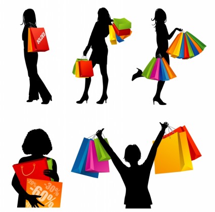 425x418 Fashion Shopping Women Silhouettes Vector Vector People Free