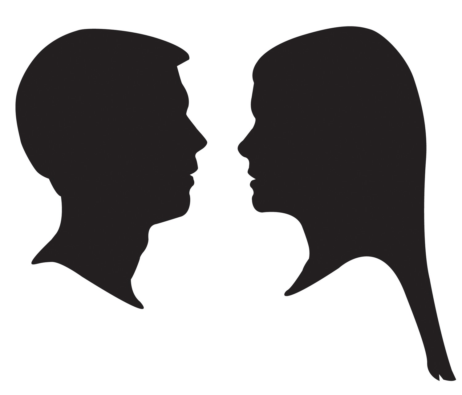 1500x1283 Clipart Man And Woman Head Silhouette
