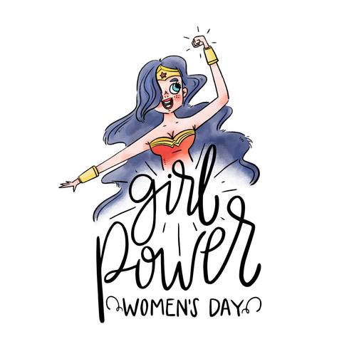490x490 Lettering About Women's Day With Super Hero Wonder Woman