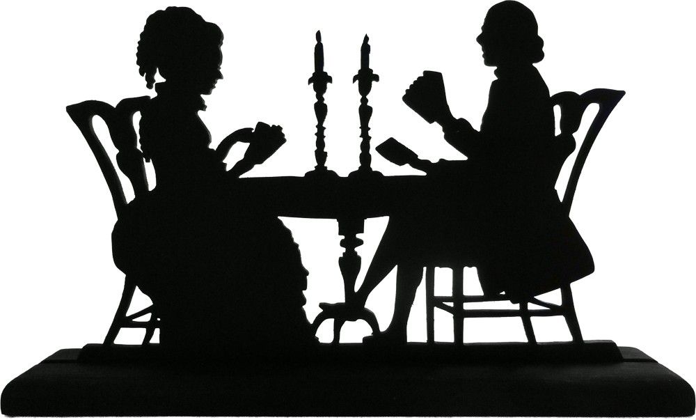 1000x603 Victorian Couple Playing Cards Handmade Decorative Wood Silhouette