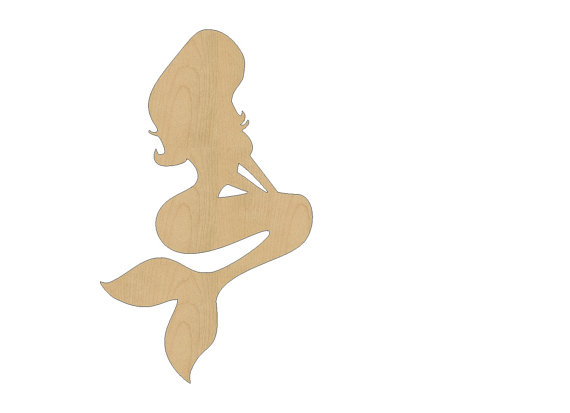 570x413 Mermaid Cutout Shape Laser Cut Unfinished Wood Shapes, Craft