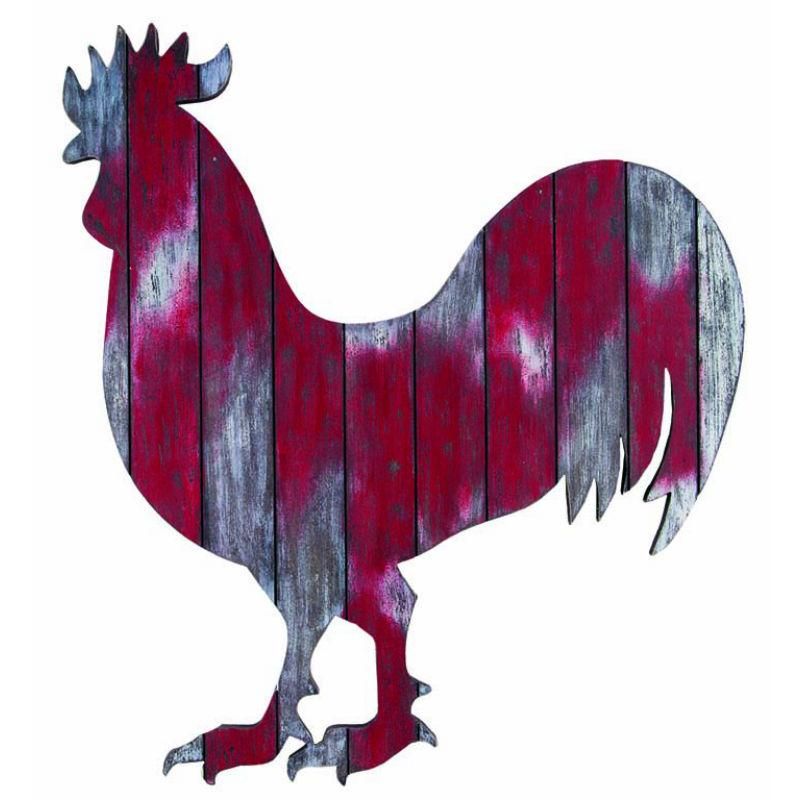 800x800 Weathered Wooden Rooster Wood Cutouts, Hanger And Silhouettes