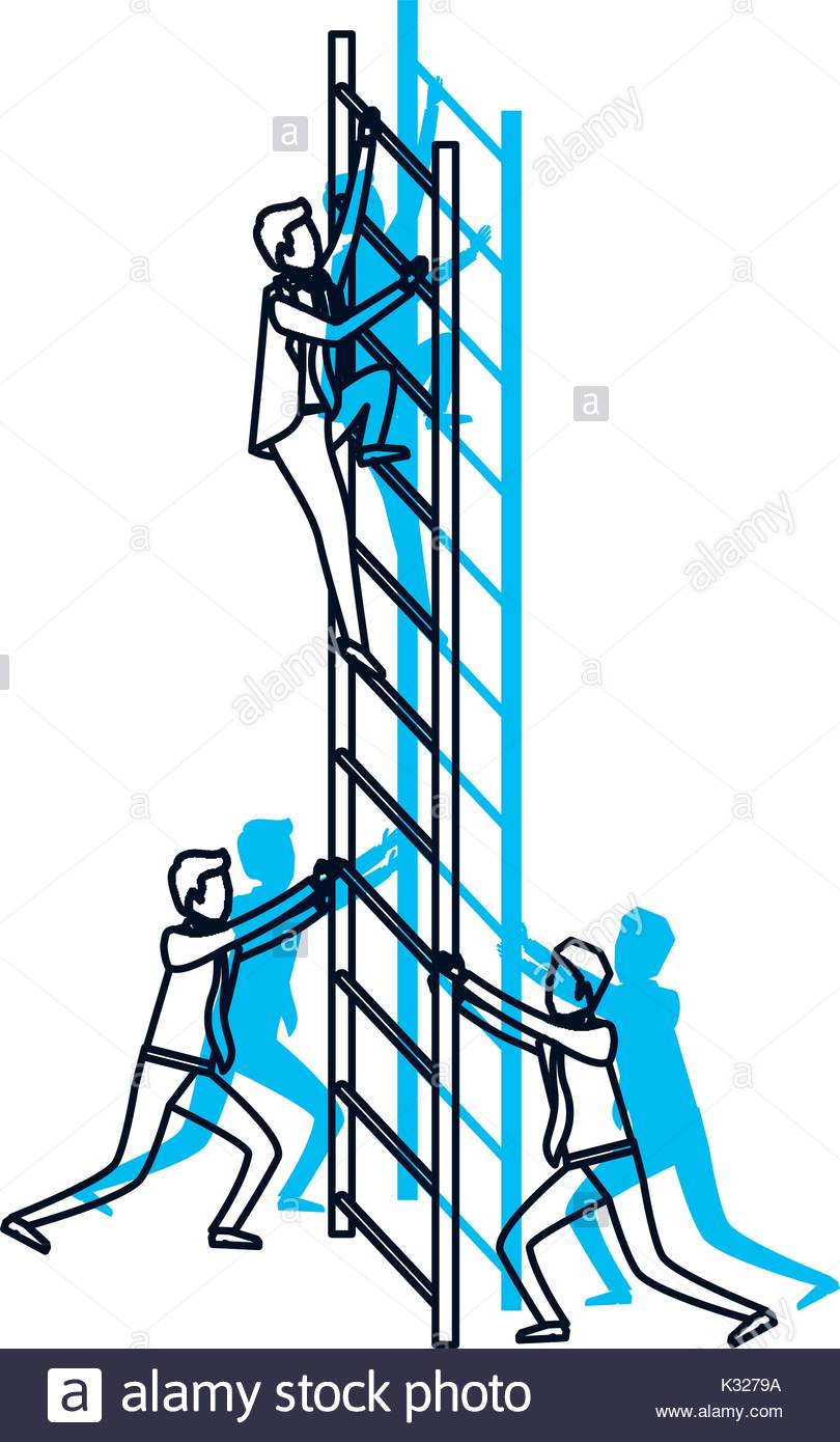 810x1390 Business Men Climbing Wooden Stairs Blue Watercolor Silhouette