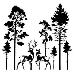 236x236 Tranquil Deer In Woods Scene Hand Cut Paper Silhouette Wall