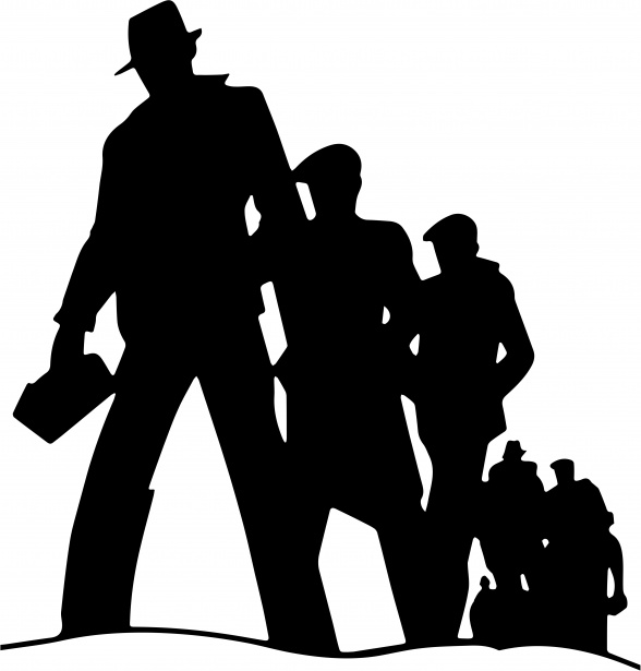 588x615 Silhouette Workers Free Stock Photo