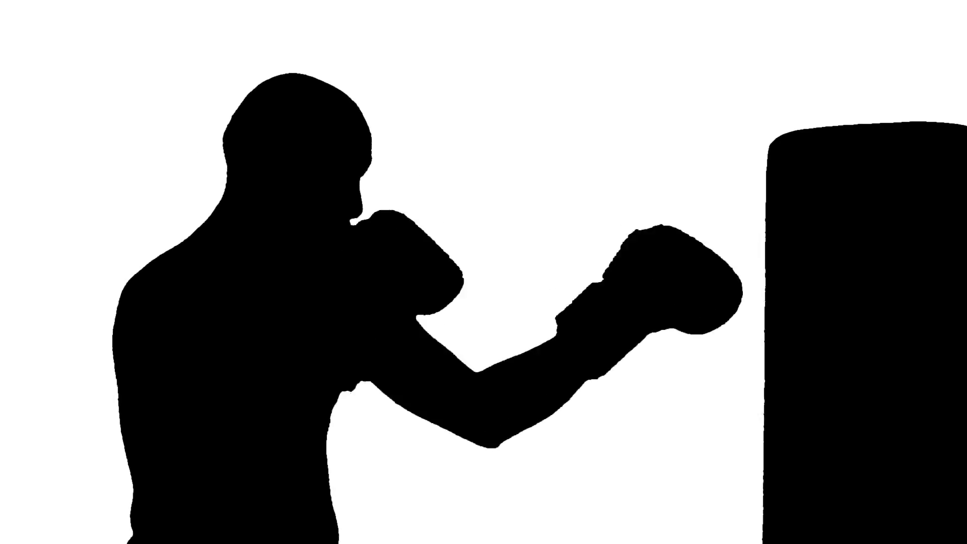 1920x1080 Hd Rotoscoped Silhouette Of Bald Male Boxer Working Out On