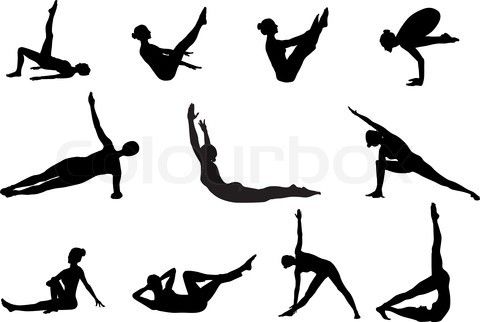 480x322 Pilates Silhouettes Of Working Out And Stretching On The Stock