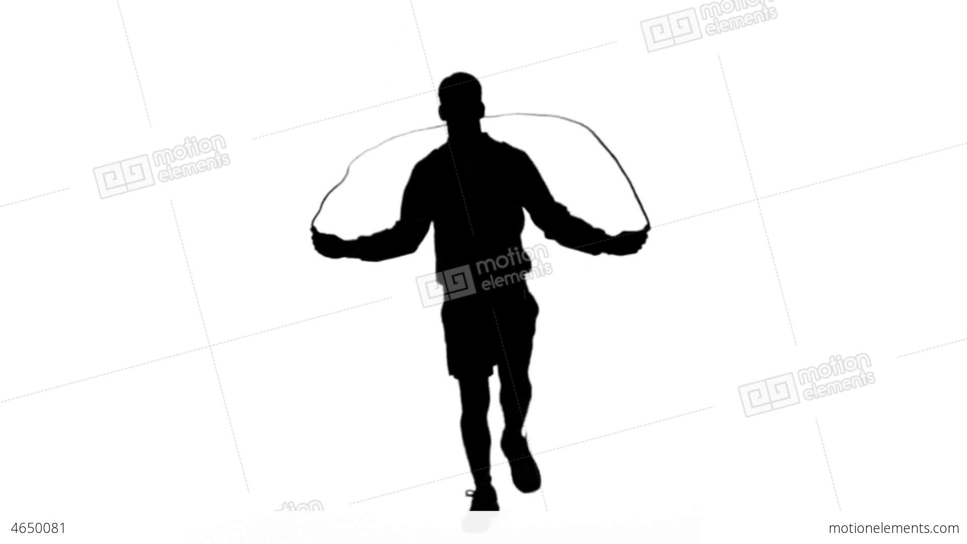 1920x1080 Silhouette Of A Man Working Out With A Rope On Whi Stock Video