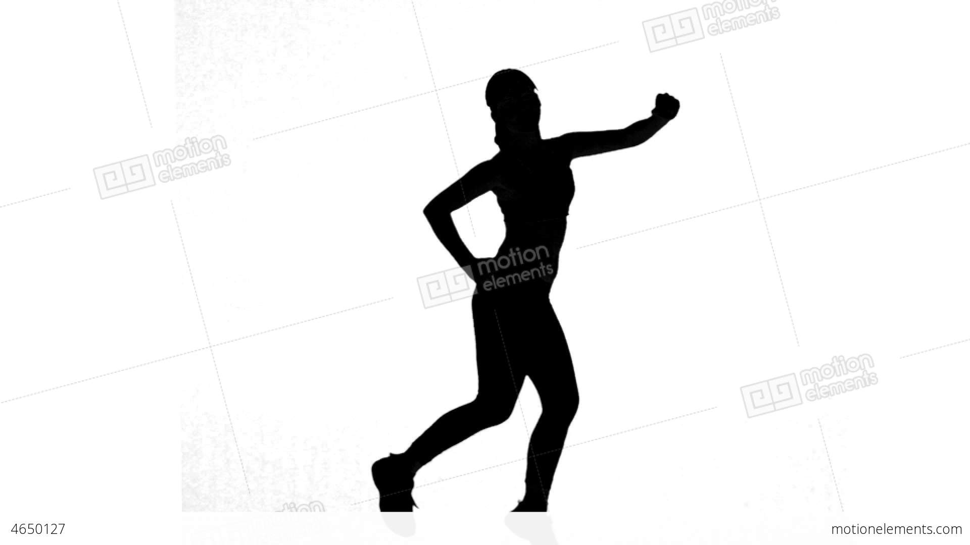 1920x1080 Silhouette Of Woman Working Out On White Backgroun Stock Video