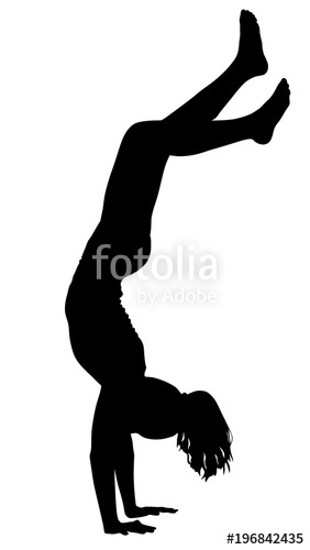 282x500 Sporty Beautiful Young Woman Working Out Indoors, Doing Handstand