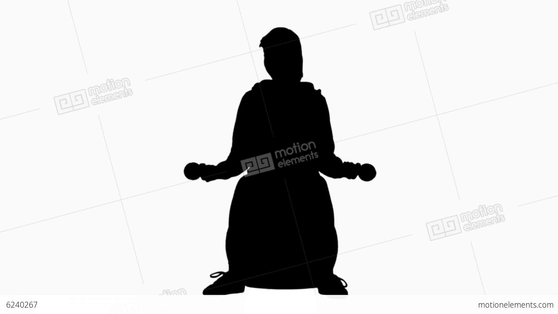 1920x1080 Woman Working Out In Black Silhouette Stock Video Footage 6240267