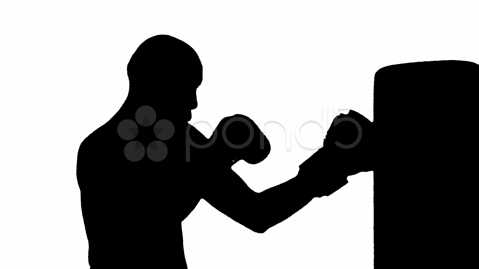 1920x1080 Boxer Working The Bag Silhouette Against White Background ~ Video