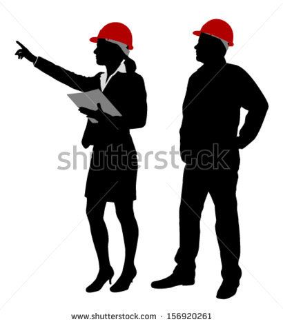 410x470 Engineer And Foreman Working Together Silhouettes
