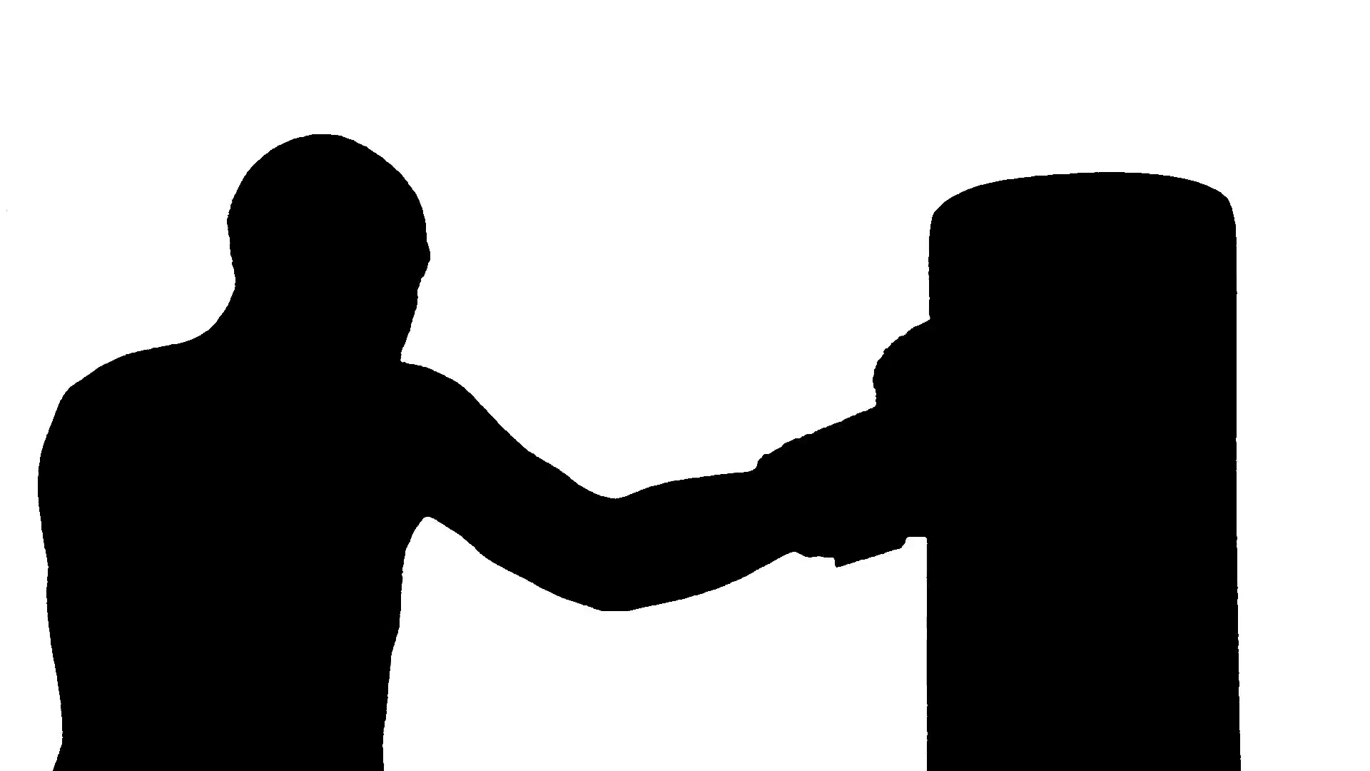 1920x1080 Hd Rotoscoped Silhouette Of Bald Male Boxer Working Out On