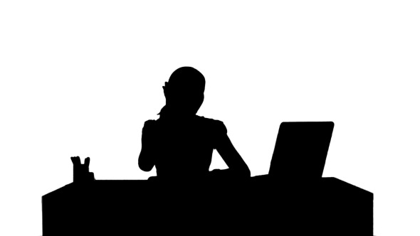 590x332 Silhouette Woman Is Working On The Laptop By Fancystudio Videohive