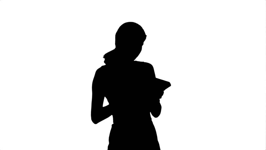 852x480 Silhouette Young Girl With Book On Laptop Stock Footage Video