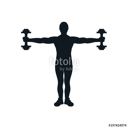 500x500 Silhouette Of A Man Lifting Dumbbell With Powerful Muscle