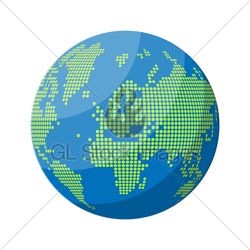 500x500 World Map Silhouette. Globe In Dots. Gl Stock Images
