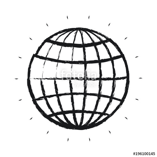500x500 Blurred Silhouette Front View Globe Earth World Chart With Lines