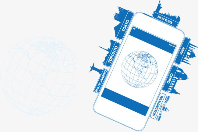 650x433 Phone World Globe Landmarks Silhouette Material, Phone, Earth