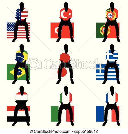 450x470 Man Silhouette Sitting On World Flag Illustration. Man Vector