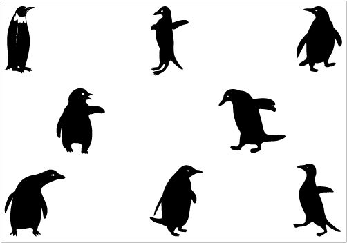 502x352 Penguins Enjoying In Their World. Penguin Silhouette Vector