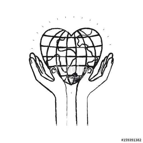 500x500 Blurred Silhouette Hands With Floating Earth Globe World In Heart