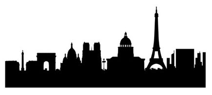 435x195 Famous Silhouette Art Paris Skyline Wall Sticker