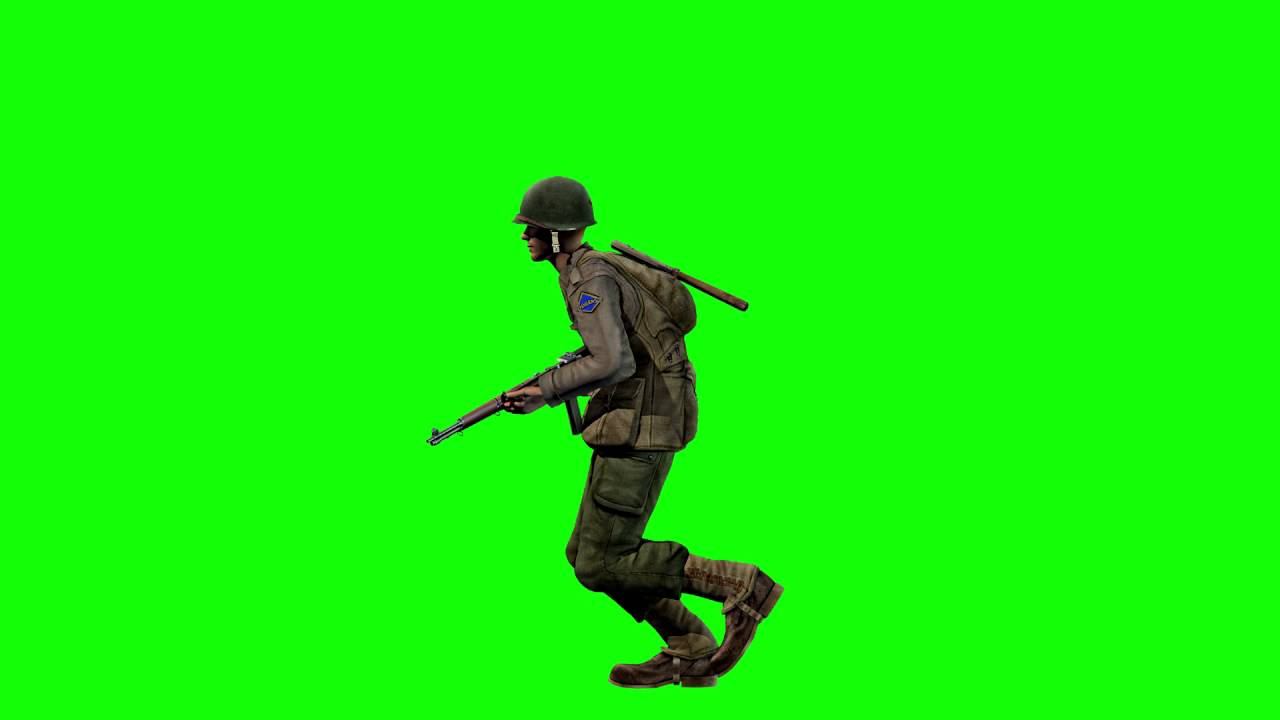 1280x720 Free Game Assets Wwii Private Soldier Running On Green Screen
