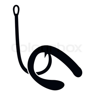 320x320 Scared Cartoon Worm Hanging From A Fishing Hook. Vector Clip Art