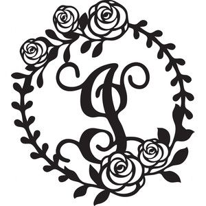 300x300 Silhouette Design Store Floral Wreath Alphabet I Sophie Gallo