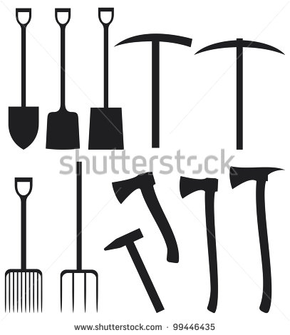 407x470 Pick Axe Silhouettes Clipart